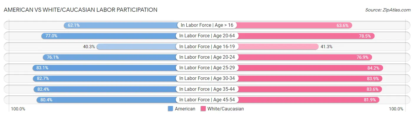 American vs White/Caucasian Labor Participation