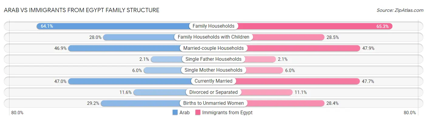 Arab vs Immigrants from Egypt Family Structure