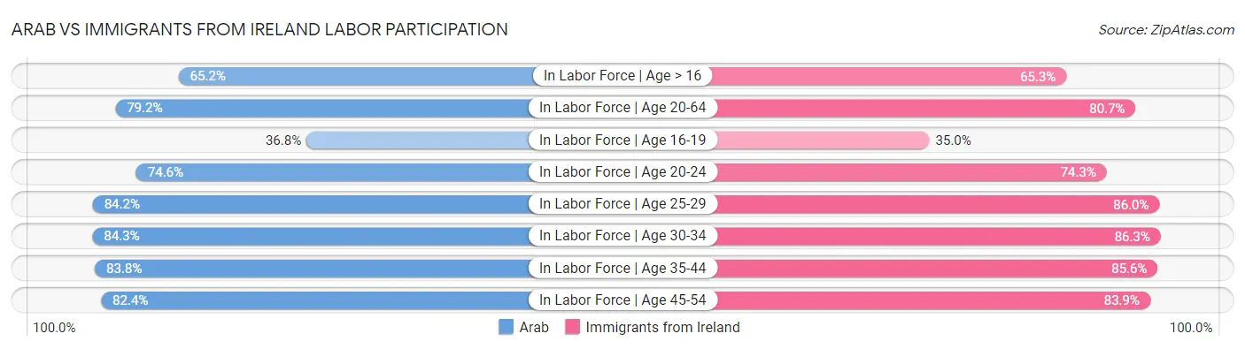 Arab vs Immigrants from Ireland Labor Participation