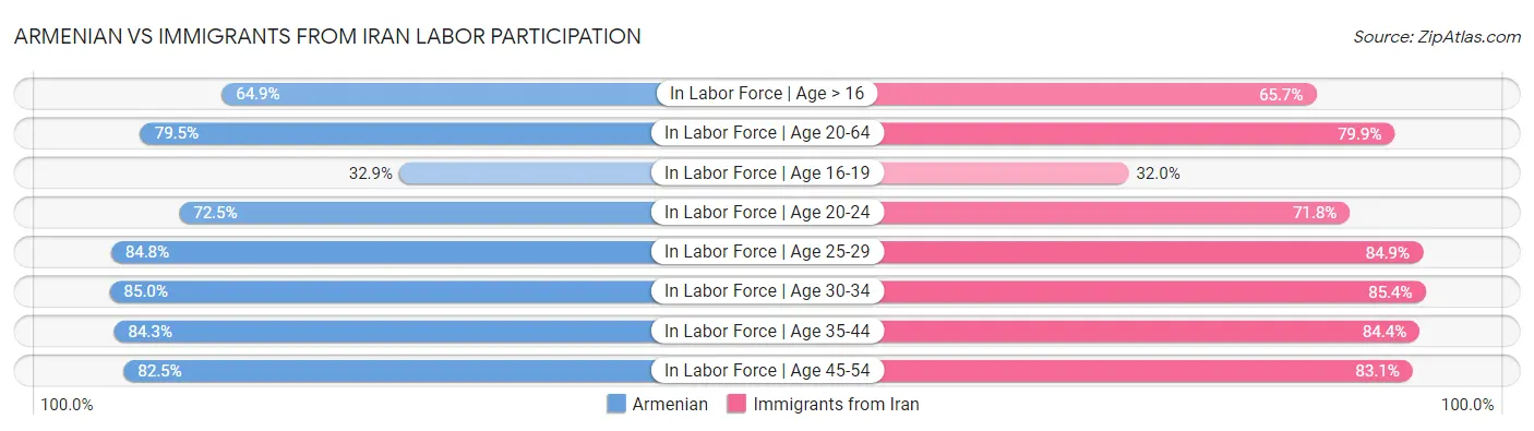 Armenian vs Immigrants from Iran Labor Participation