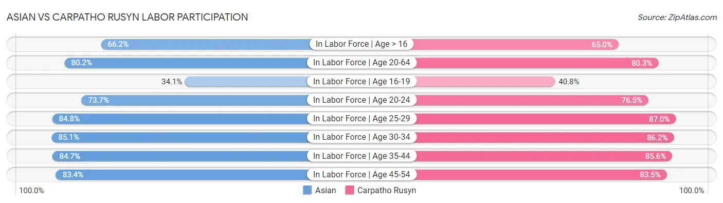 Asian vs Carpatho Rusyn Labor Participation