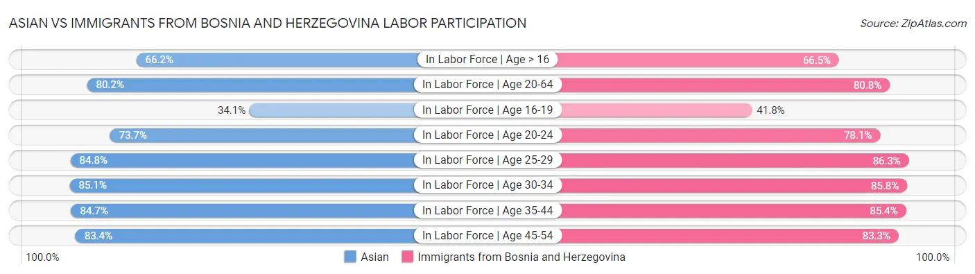 Asian vs Immigrants from Bosnia and Herzegovina Labor Participation