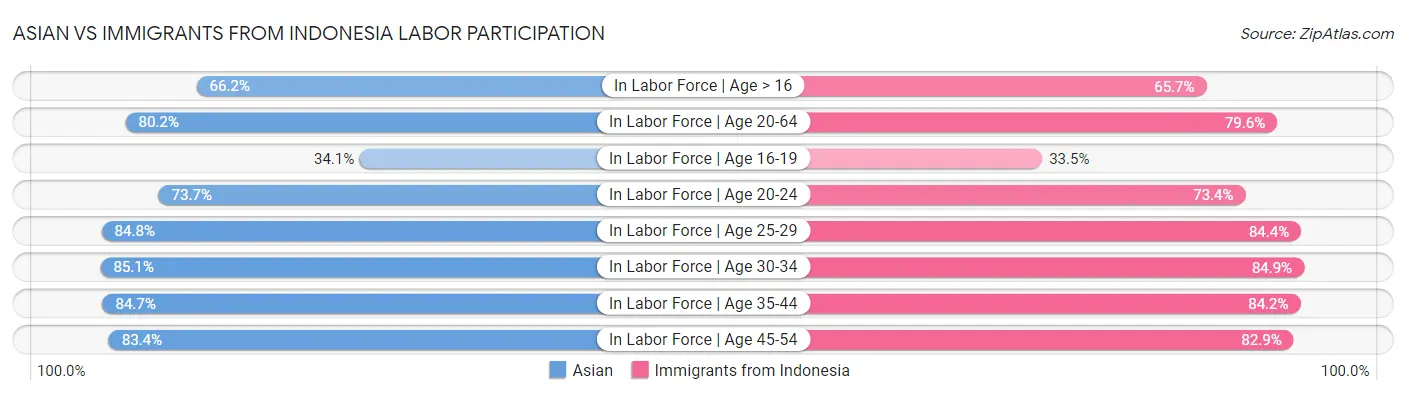 Asian vs Immigrants from Indonesia Labor Participation