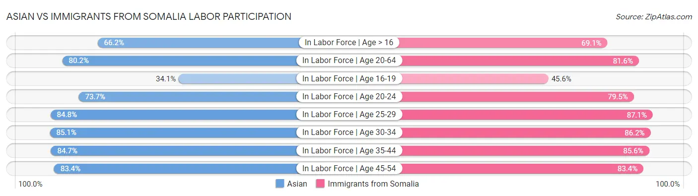 Asian vs Immigrants from Somalia Labor Participation