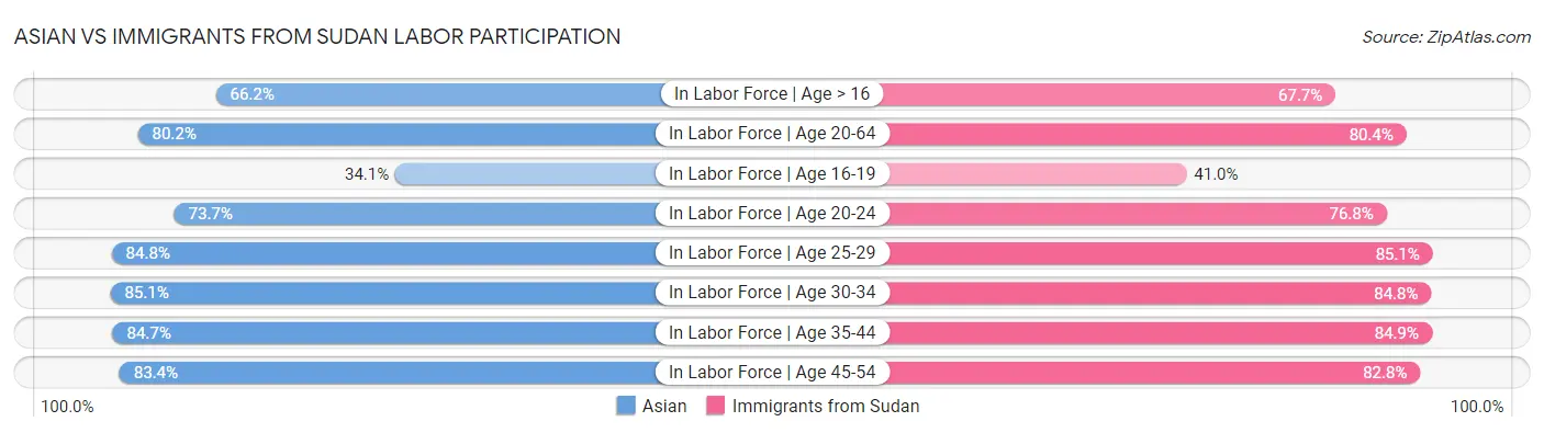 Asian vs Immigrants from Sudan Labor Participation