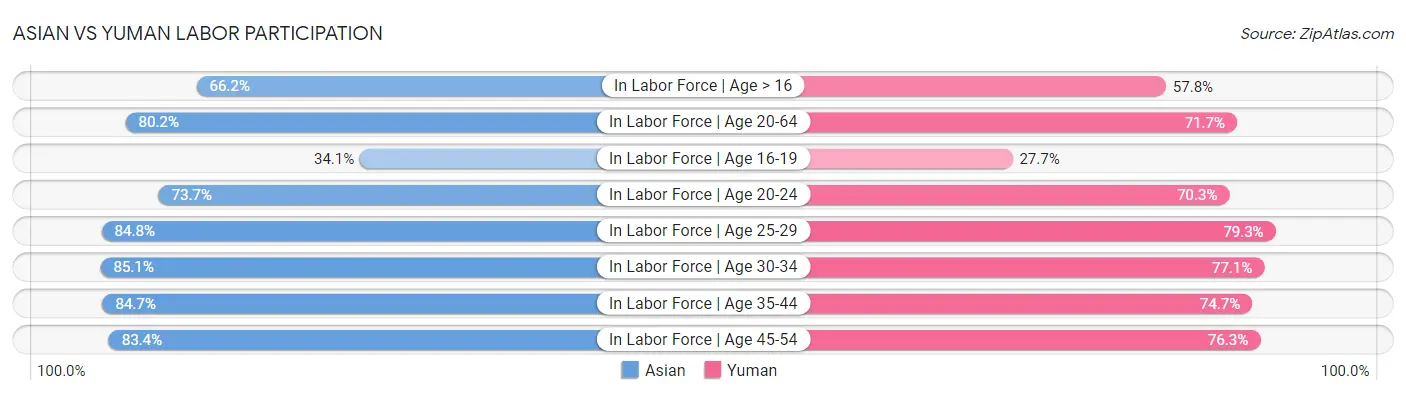 Asian vs Yuman Labor Participation