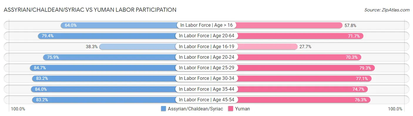 Assyrian/Chaldean/Syriac vs Yuman Labor Participation