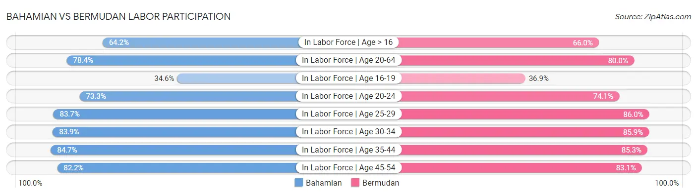 Bahamian vs Bermudan Labor Participation