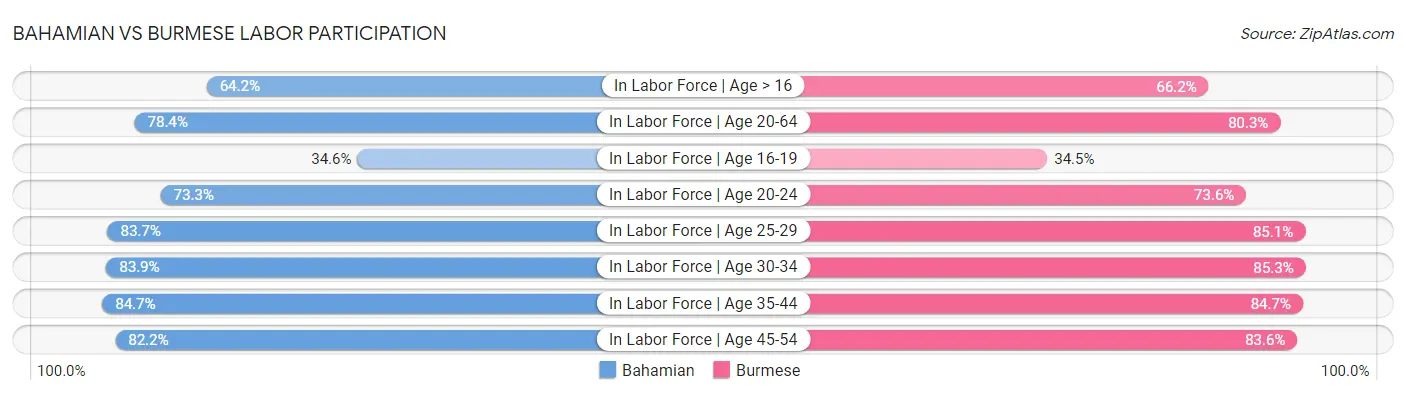Bahamian vs Burmese Labor Participation