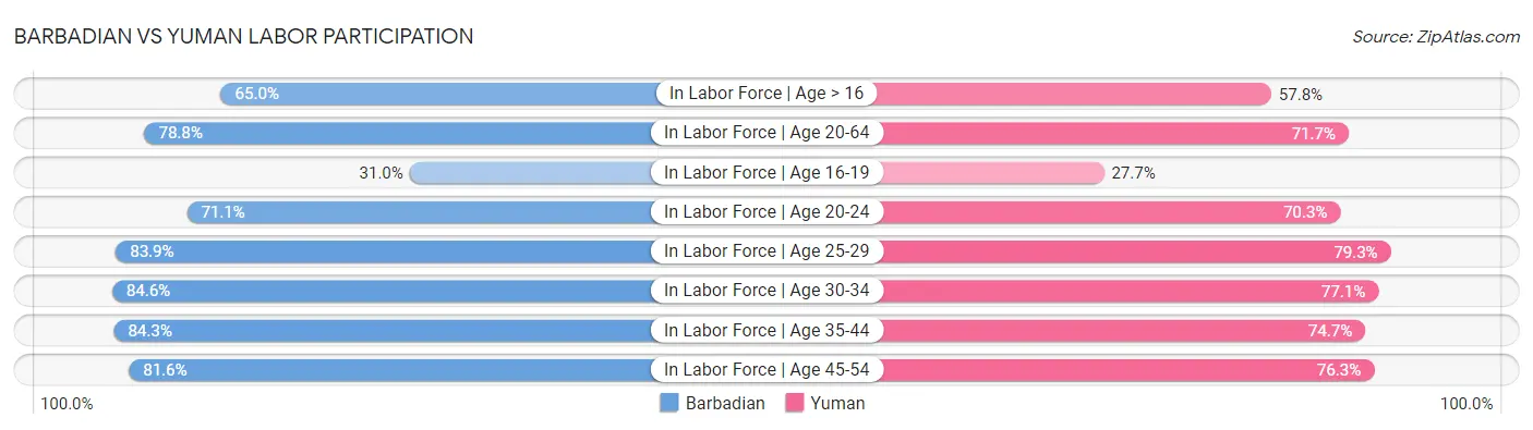 Barbadian vs Yuman Labor Participation