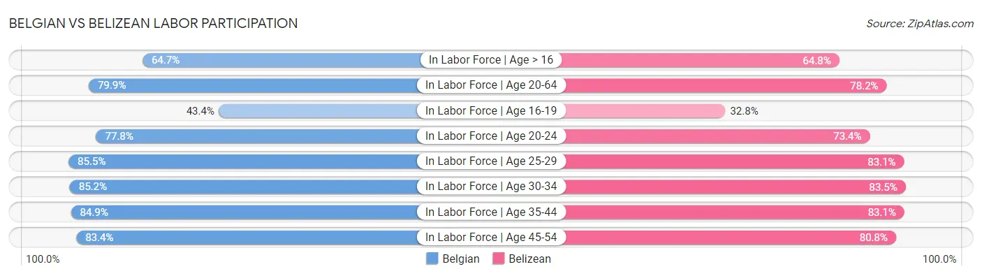 Belgian vs Belizean Labor Participation