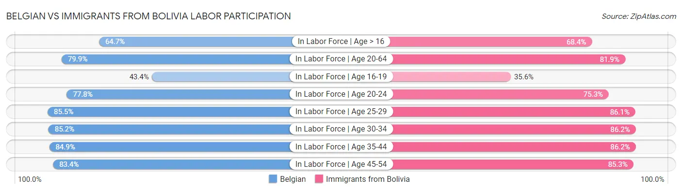 Belgian vs Immigrants from Bolivia Labor Participation