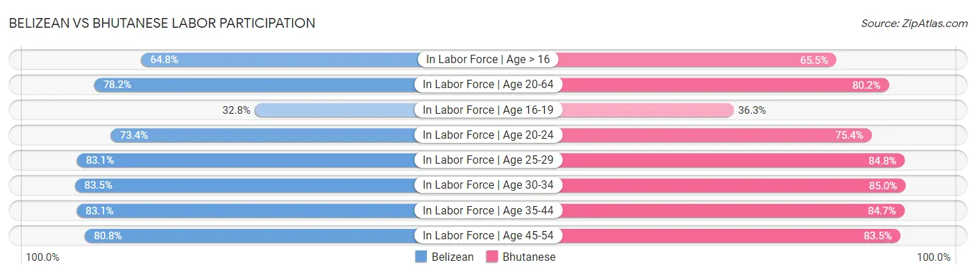 Belizean vs Bhutanese Labor Participation