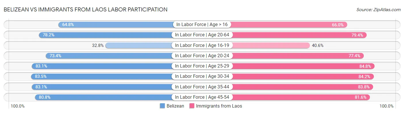 Belizean vs Immigrants from Laos Labor Participation