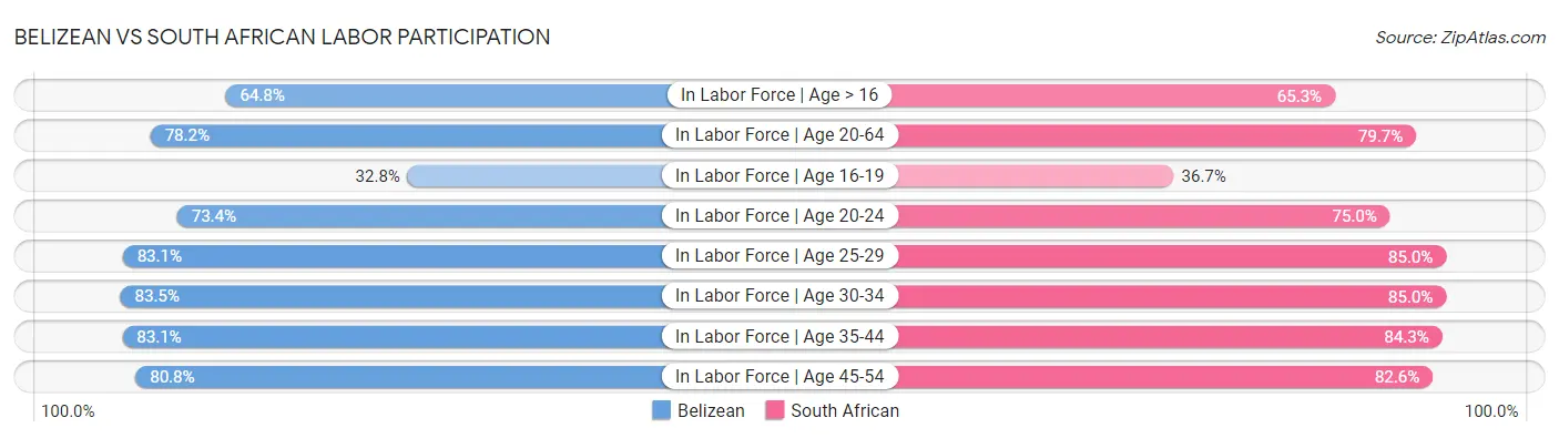 Belizean vs South African Labor Participation