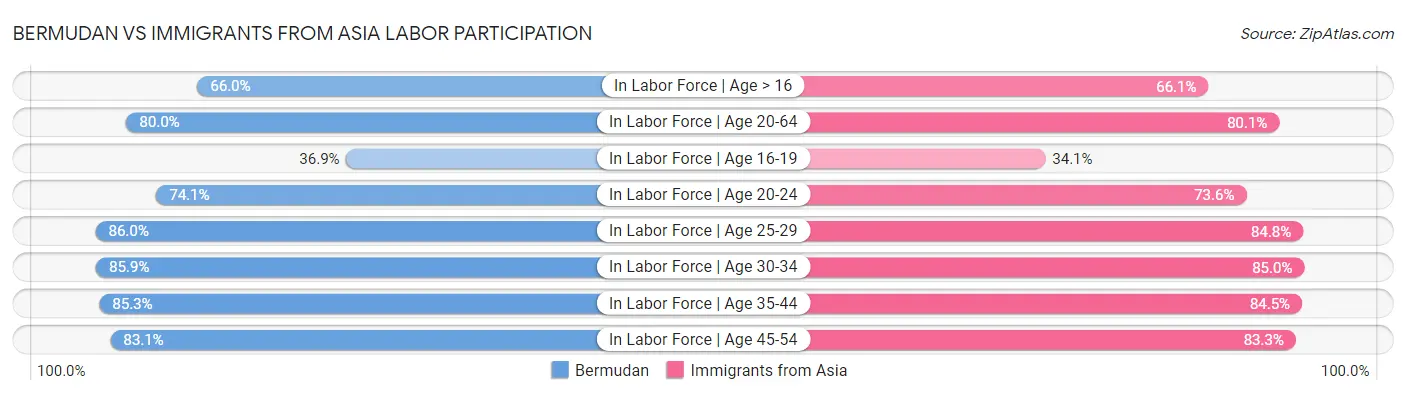 Bermudan vs Immigrants from Asia Labor Participation