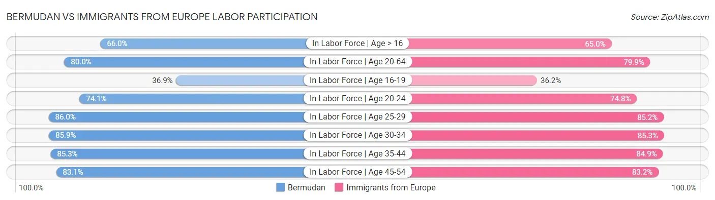 Bermudan vs Immigrants from Europe Labor Participation