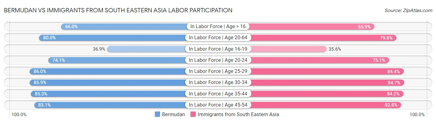 Bermudan vs Immigrants from South Eastern Asia Labor Participation