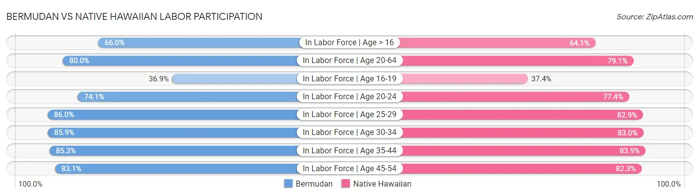 Bermudan vs Native Hawaiian Labor Participation