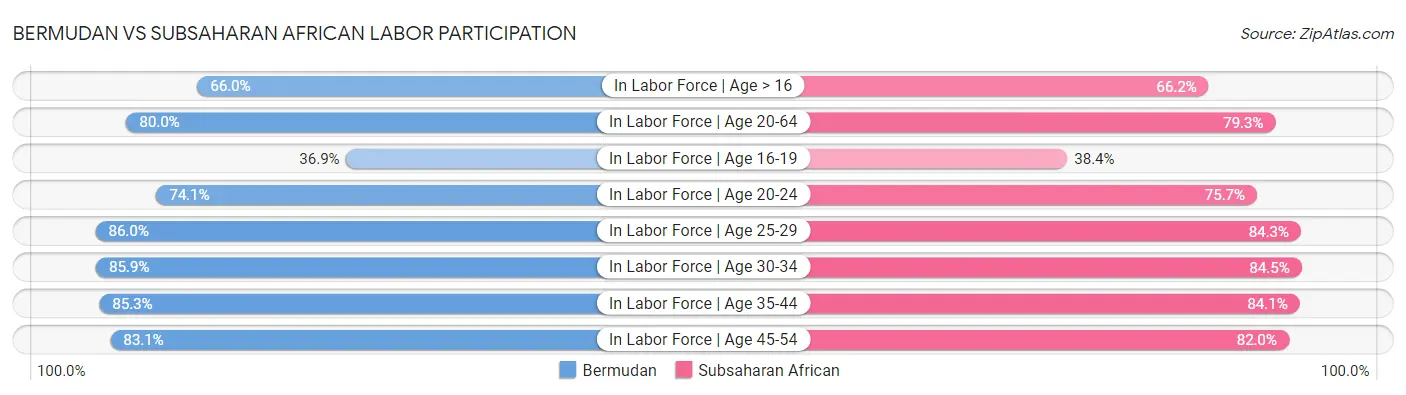 Bermudan vs Subsaharan African Labor Participation