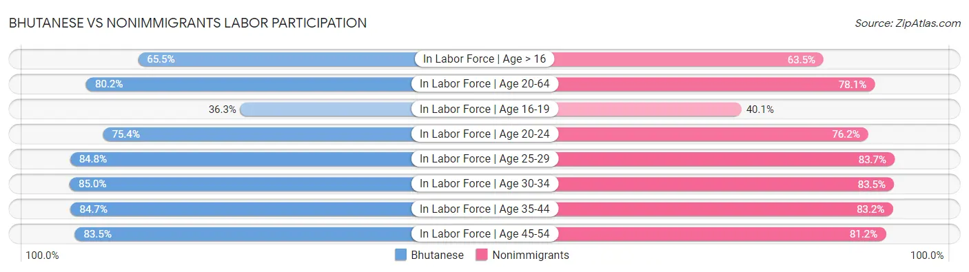 Bhutanese vs Nonimmigrants Labor Participation