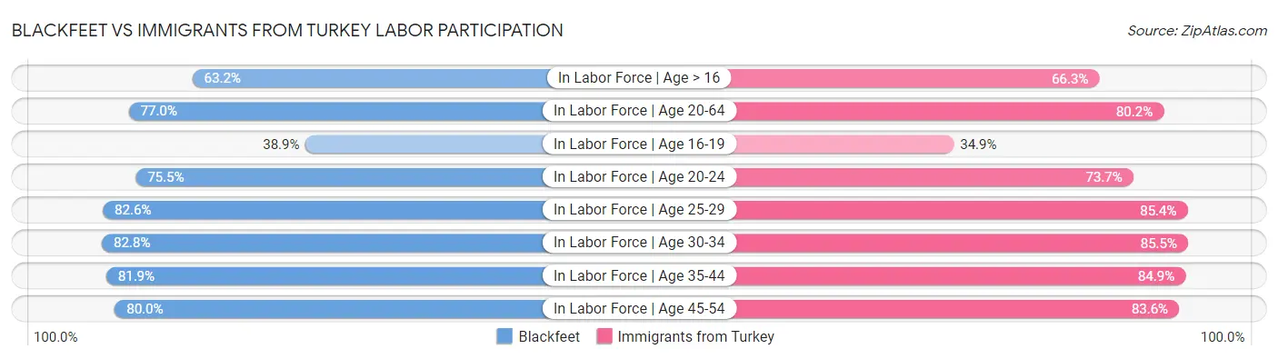 Blackfeet vs Immigrants from Turkey Labor Participation