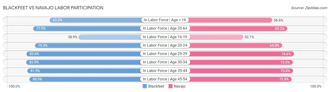 Blackfeet vs Navajo Labor Participation