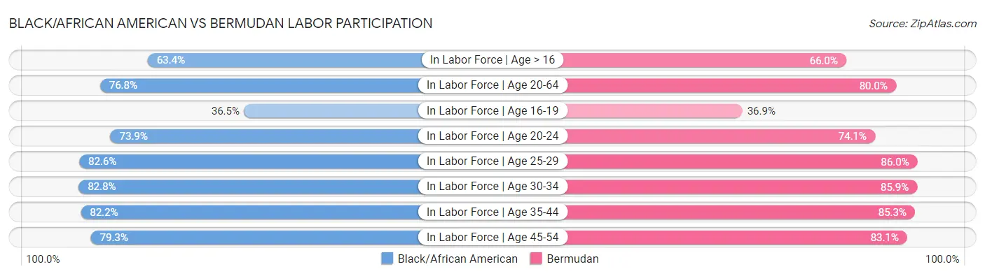 Black/African American vs Bermudan Labor Participation