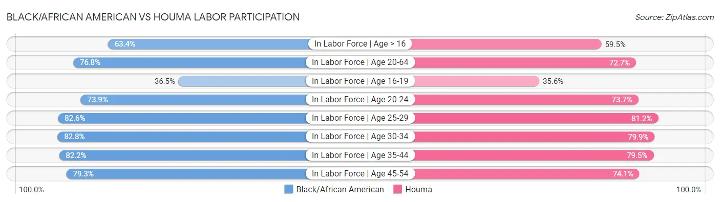 Black/African American vs Houma Labor Participation