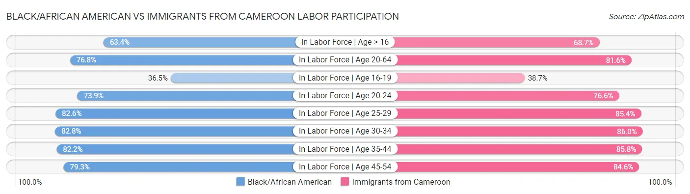 Black/African American vs Immigrants from Cameroon Labor Participation