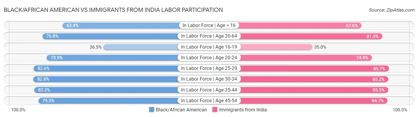 Black/African American vs Immigrants from India Labor Participation