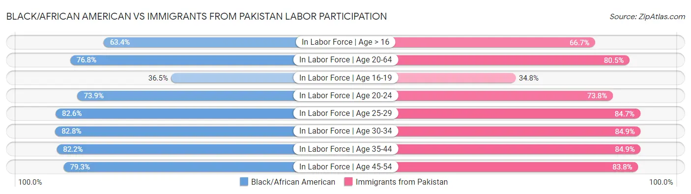 Black/African American vs Immigrants from Pakistan Labor Participation