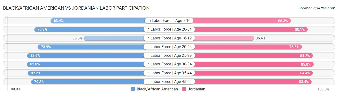 Black/African American vs Jordanian Labor Participation