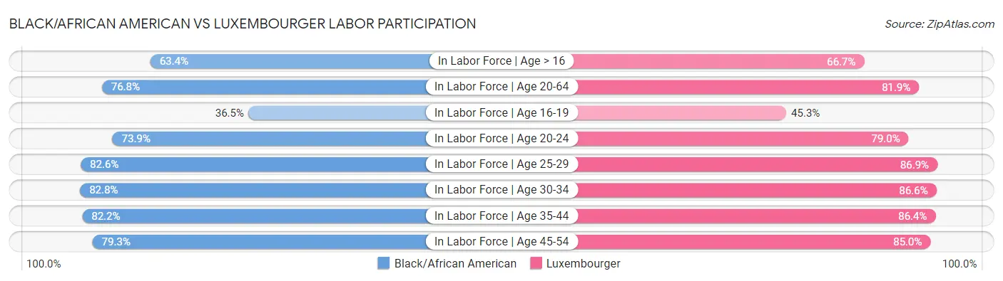 Black/African American vs Luxembourger Labor Participation