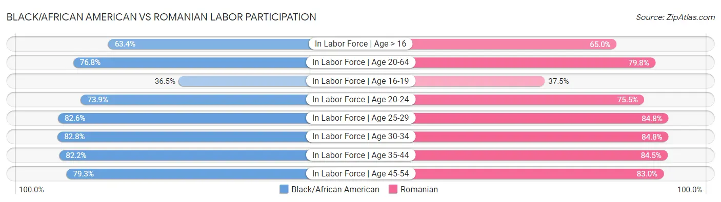 Black/African American vs Romanian Labor Participation