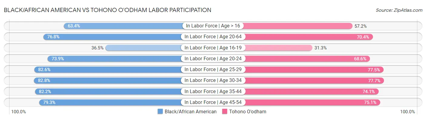 Black/African American vs Tohono O'odham Labor Participation