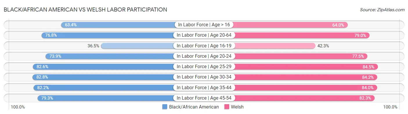 Black/African American vs Welsh Labor Participation