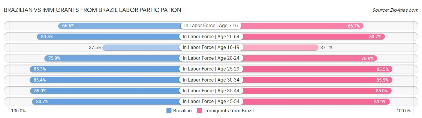 Brazilian vs Immigrants from Brazil Labor Participation