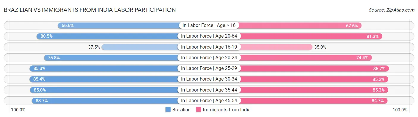 Brazilian vs Immigrants from India Labor Participation