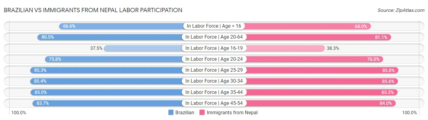 Brazilian vs Immigrants from Nepal Labor Participation