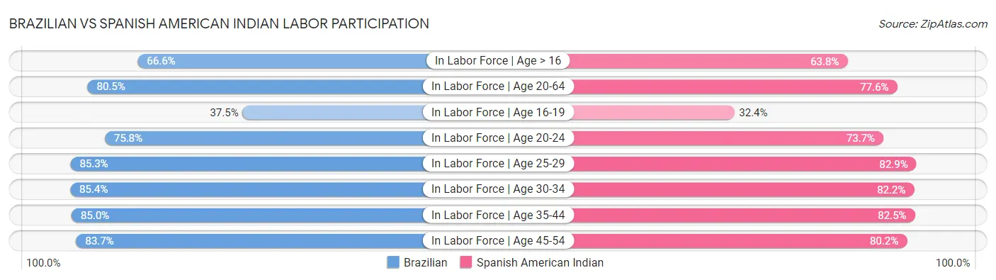 Brazilian vs Spanish American Indian Labor Participation