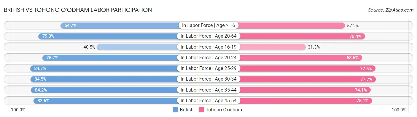 British vs Tohono O'odham Labor Participation