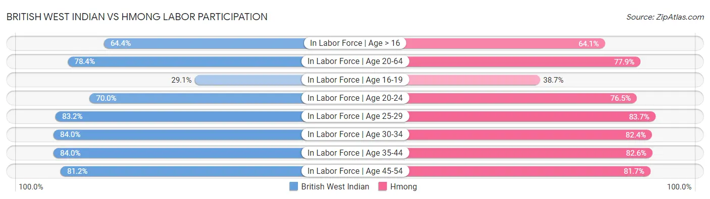British West Indian vs Hmong Labor Participation