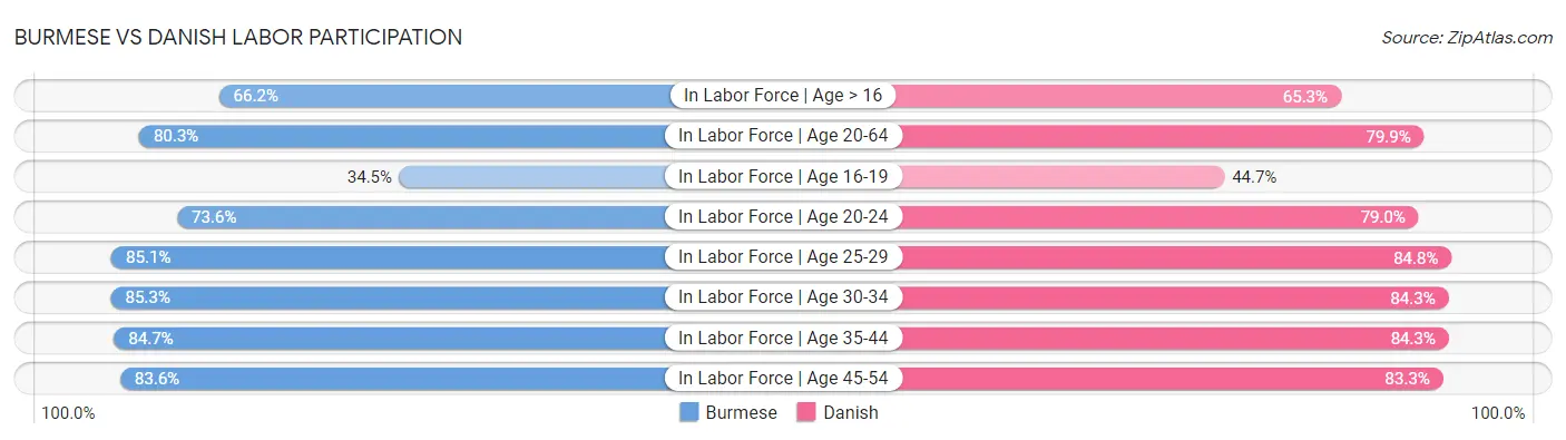 Burmese vs Danish Labor Participation