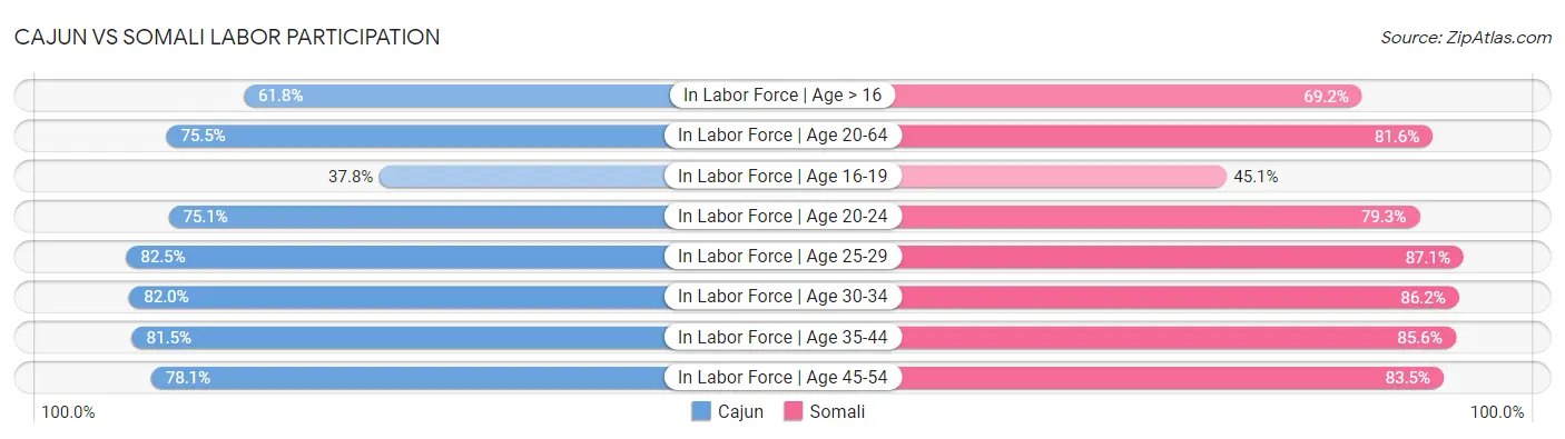Cajun vs Somali Labor Participation