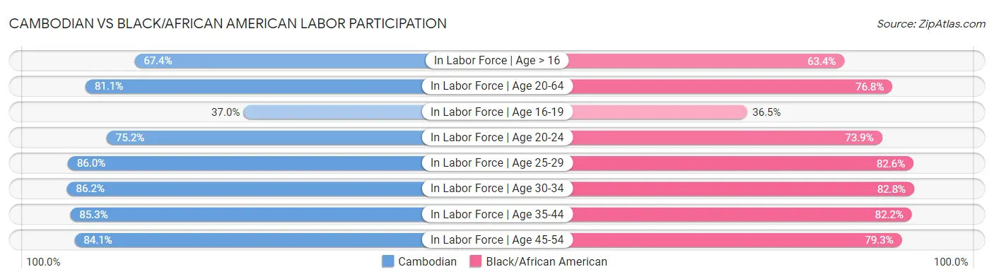 Cambodian vs Black/African American Labor Participation