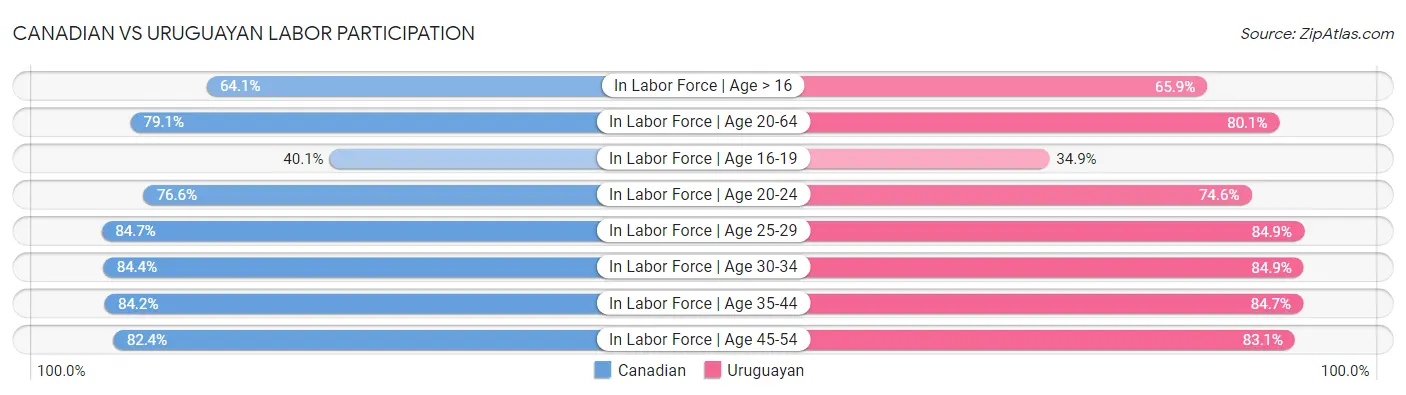 Canadian vs Uruguayan Labor Participation