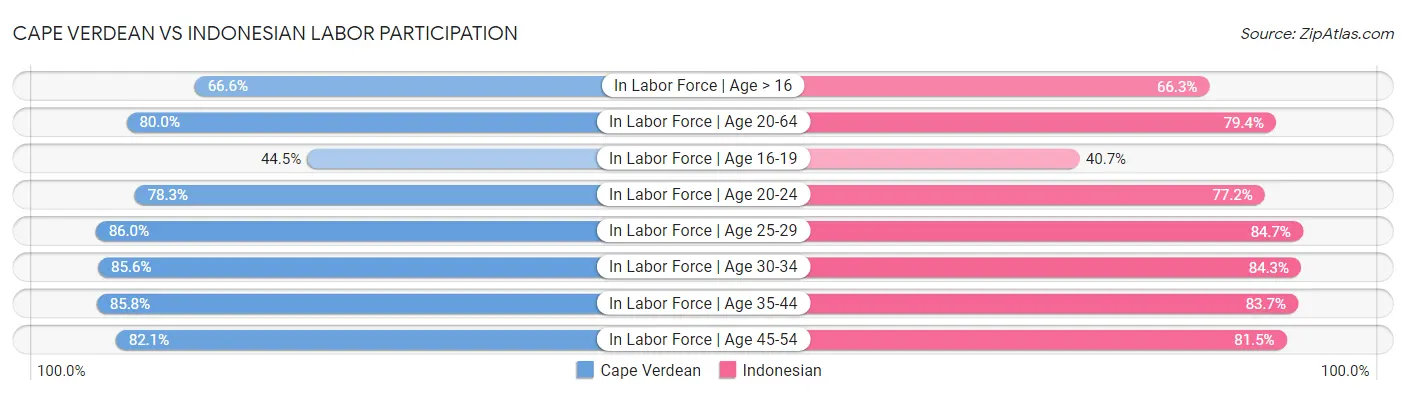 Cape Verdean vs Indonesian Labor Participation