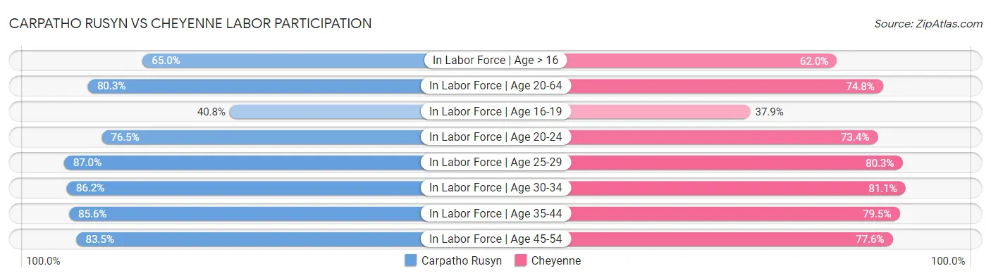 Carpatho Rusyn vs Cheyenne Labor Participation