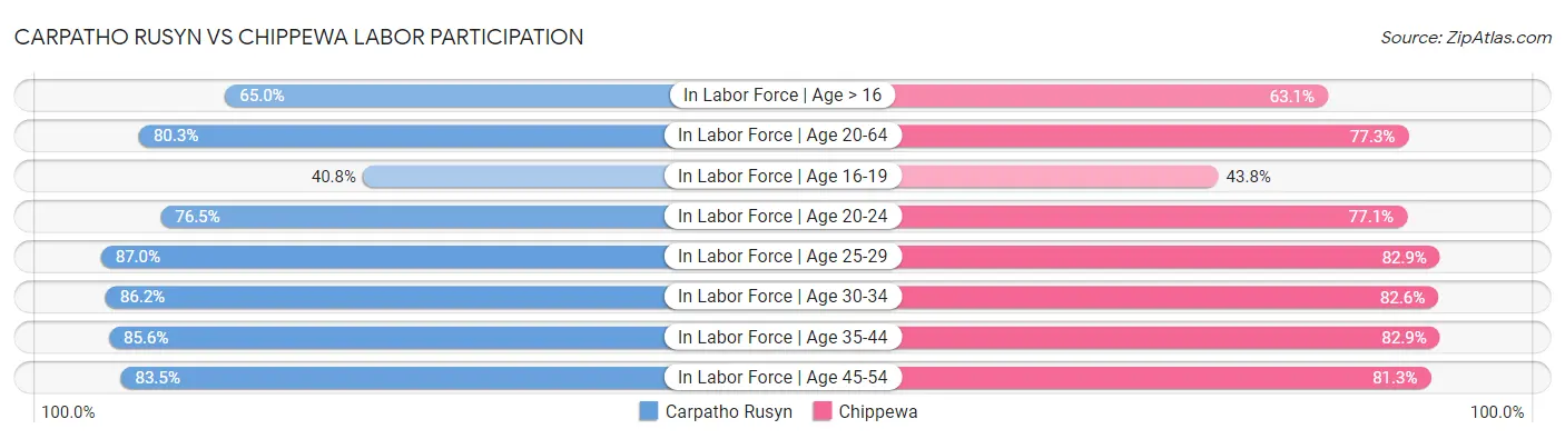 Carpatho Rusyn vs Chippewa Labor Participation